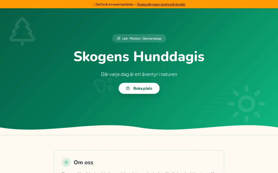 Mobilanpassad Hundio-sida för Skogens Hunddagis